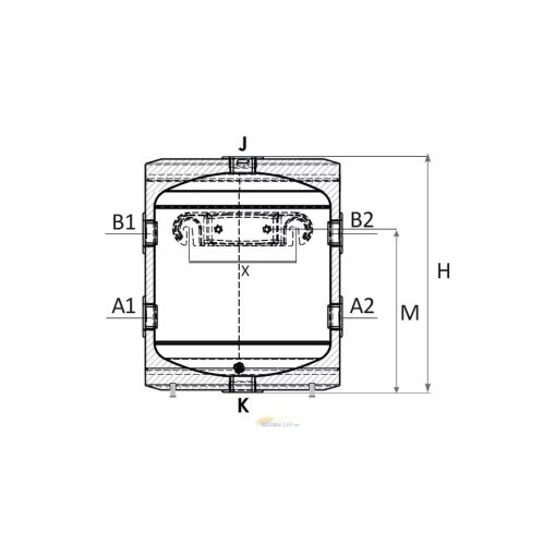 Sunsystem PSEM 50 hűtési és fűtési zománcozott puffer tartály szigeteléssel, hőszivattyús rendszerekhez